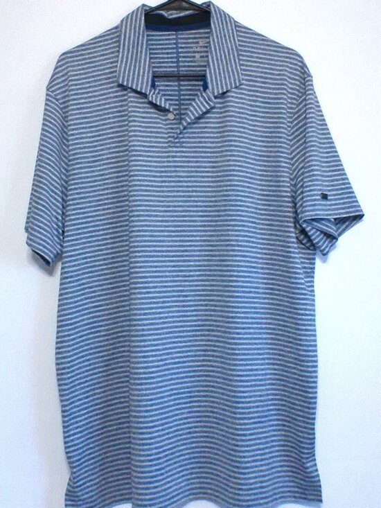 Nike Other - Nike Dri-FIT Golf Polo Shirt Blue Striped Tiger Woods TW Logo Men’s Large
